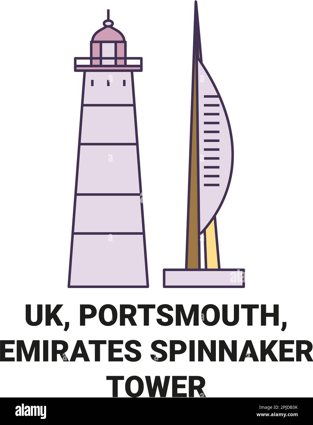 England, Portsmouth, Emirates Spinnaker Tower travel landmark vector illustration Stock Vector
