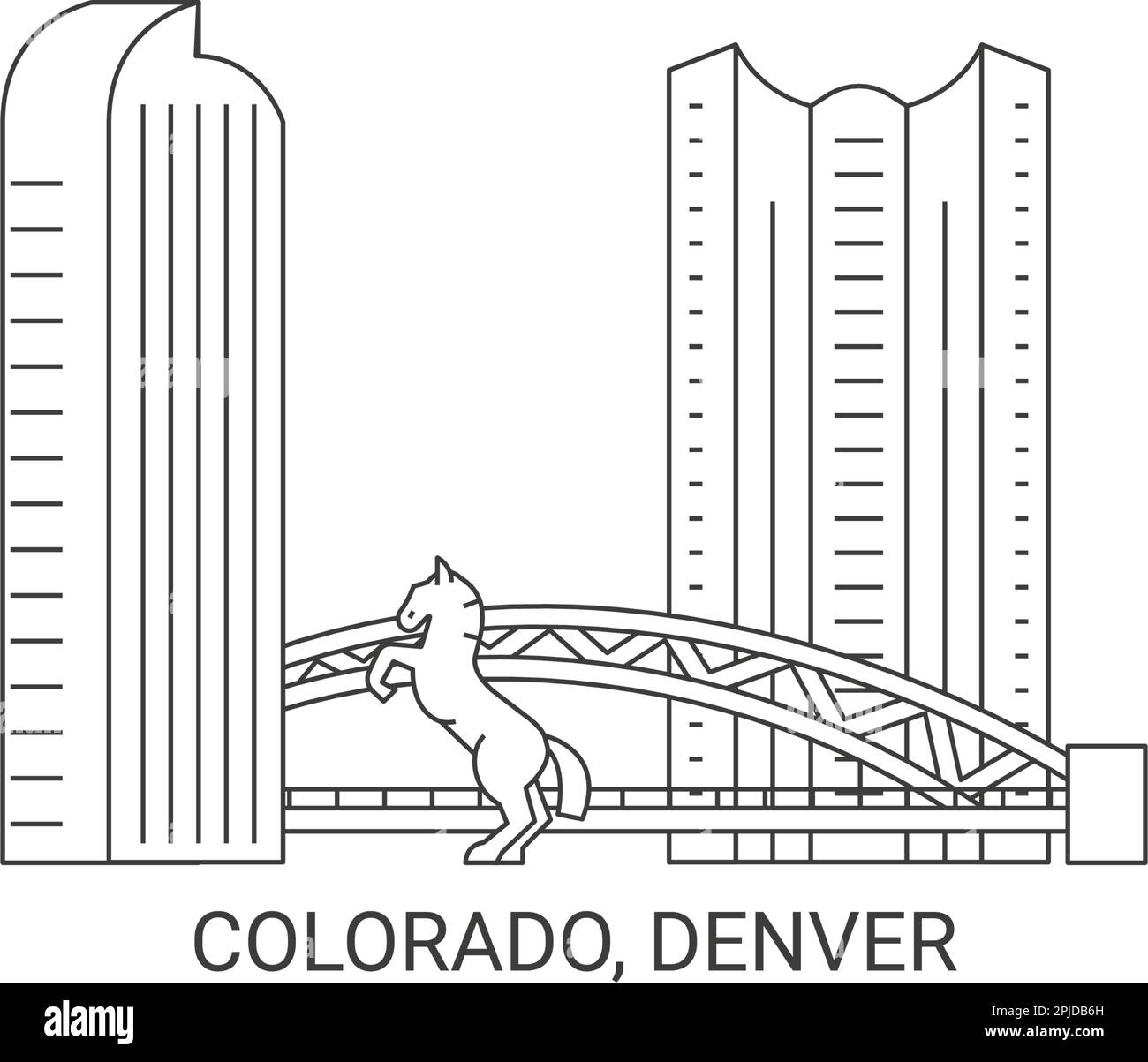 United States, Colorado, Denver, travel landmark vector illustration