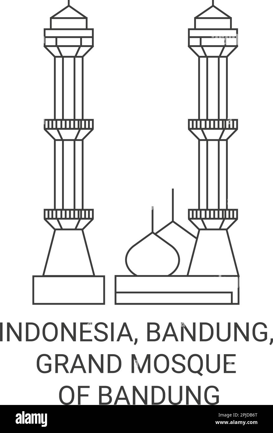 Indonesia, Bandung, Grand Mosque Of Bandung travel landmark vector illustration Stock Vector