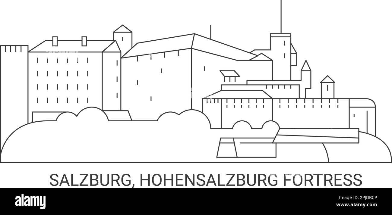 France, Salzburg, Hohensalzburg Fortress, travel landmark vector illustration Stock Vector