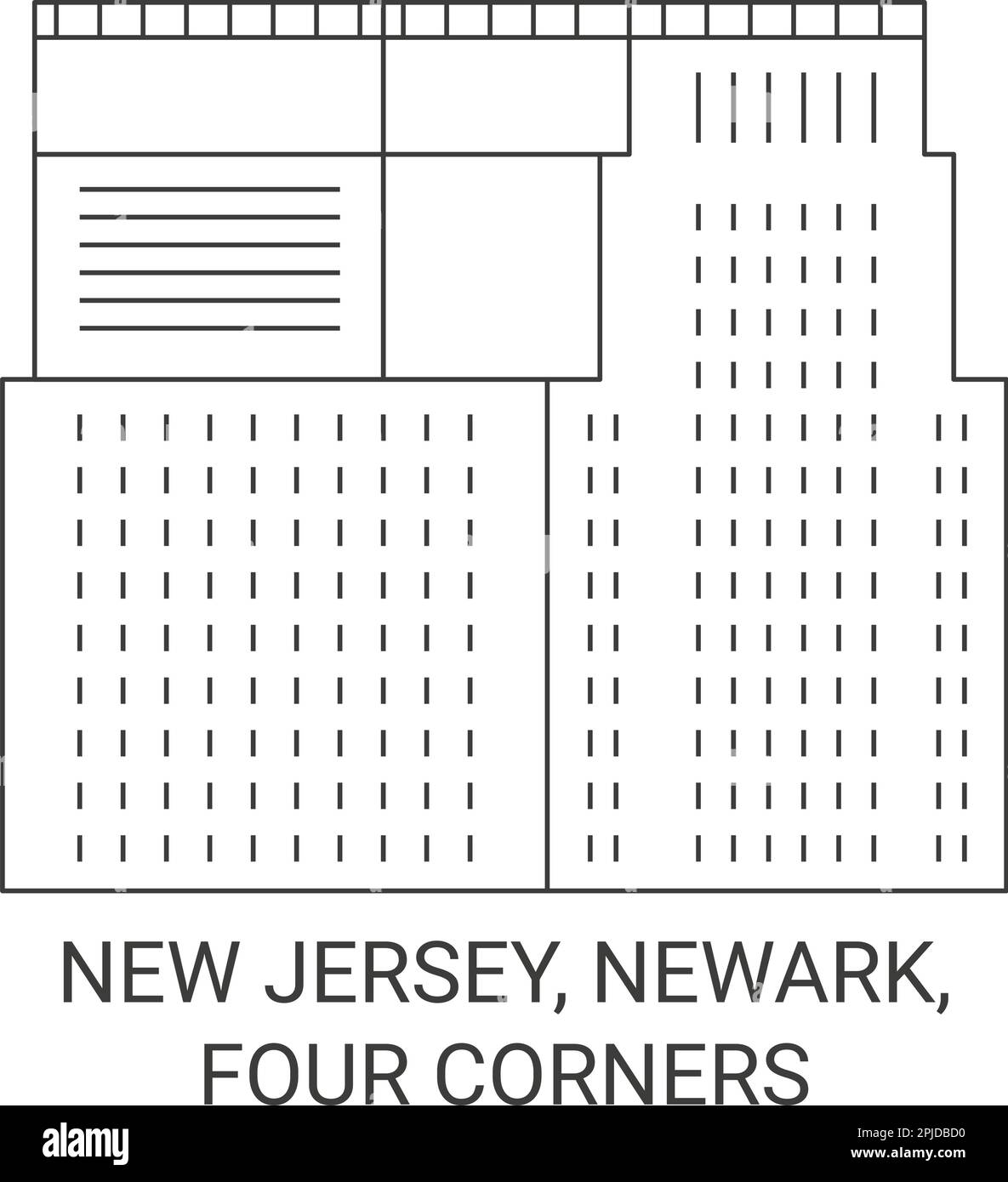 United States, New Jersey, Newark, Four Corners travel landmark vector illustration Stock Vector