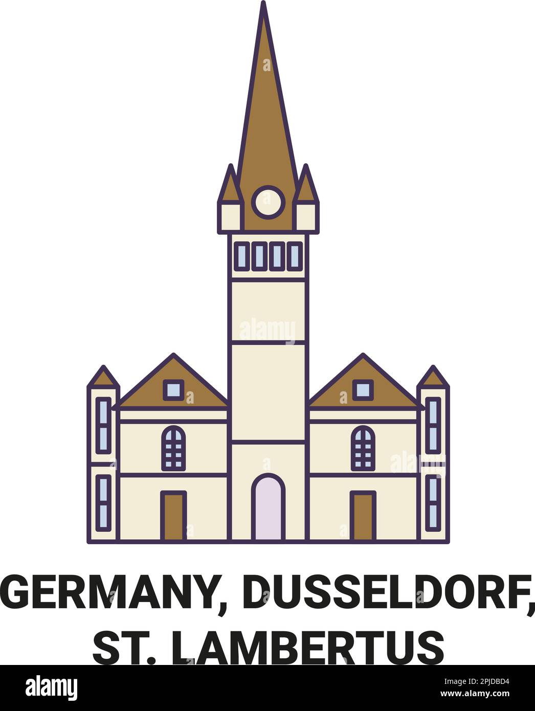 Germany, Dusseldorf,St. Lambertus travel landmark vector illustration Stock Vector