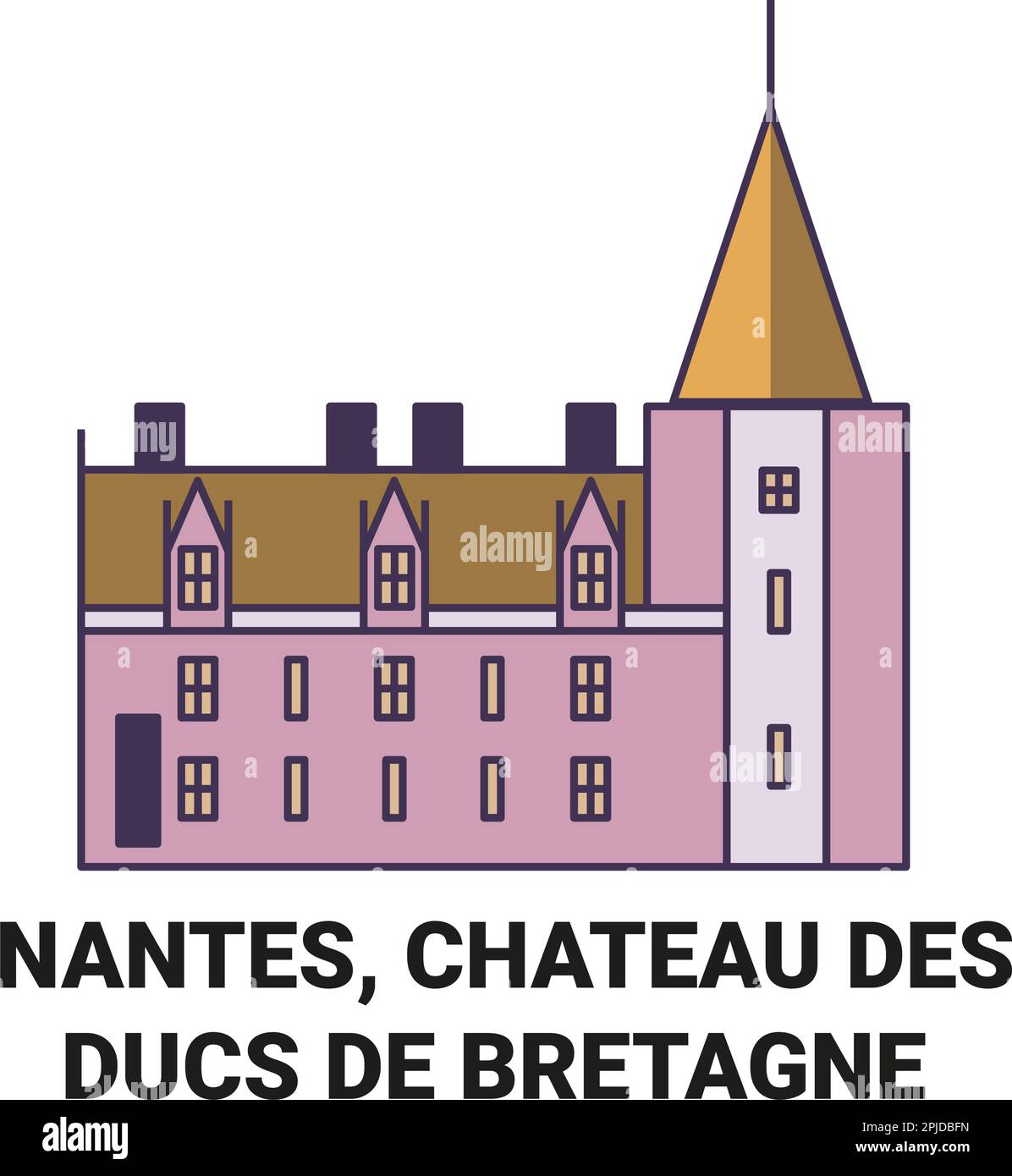France, Nantes, Chateau Des Ducs De Bretagne travel landmark vector illustration Stock Vector