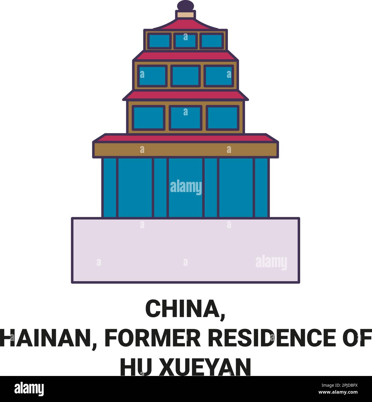 China, Hainan, Former Residence Of Hu Xueyan travel landmark vector illustration Stock Vector