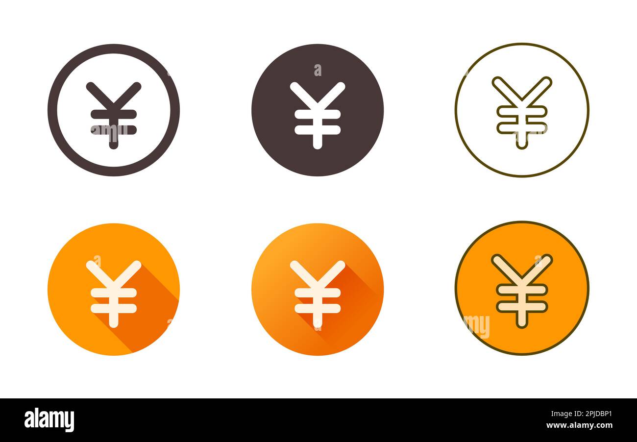 Japanese Yen Symbol Icon Set Stock Vector