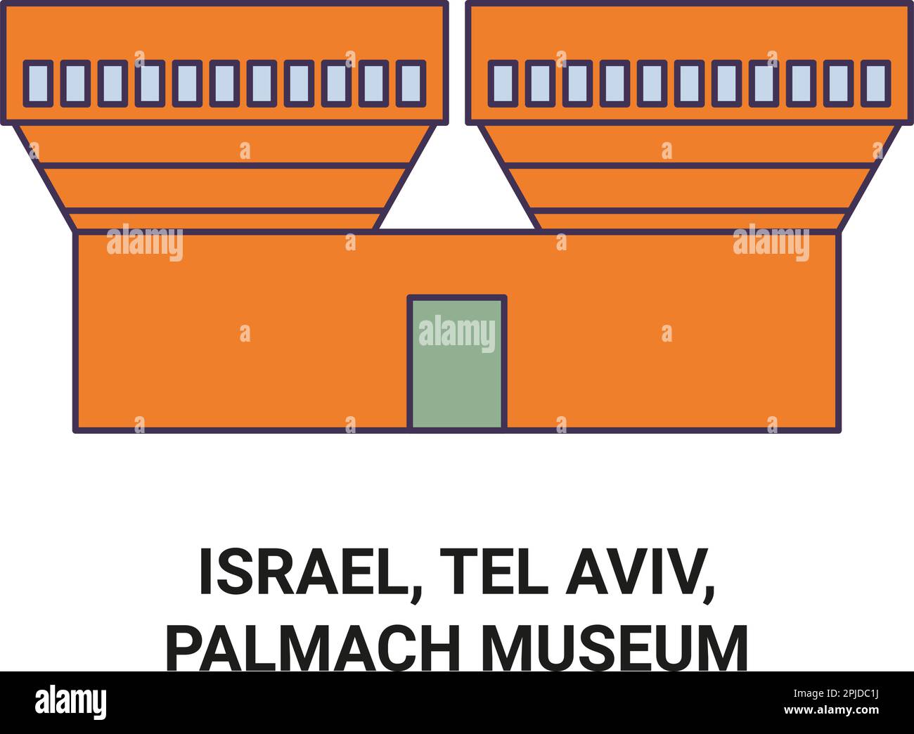 Israel, Tel Aviv, Palmach Museum travel landmark vector illustration Stock Vector