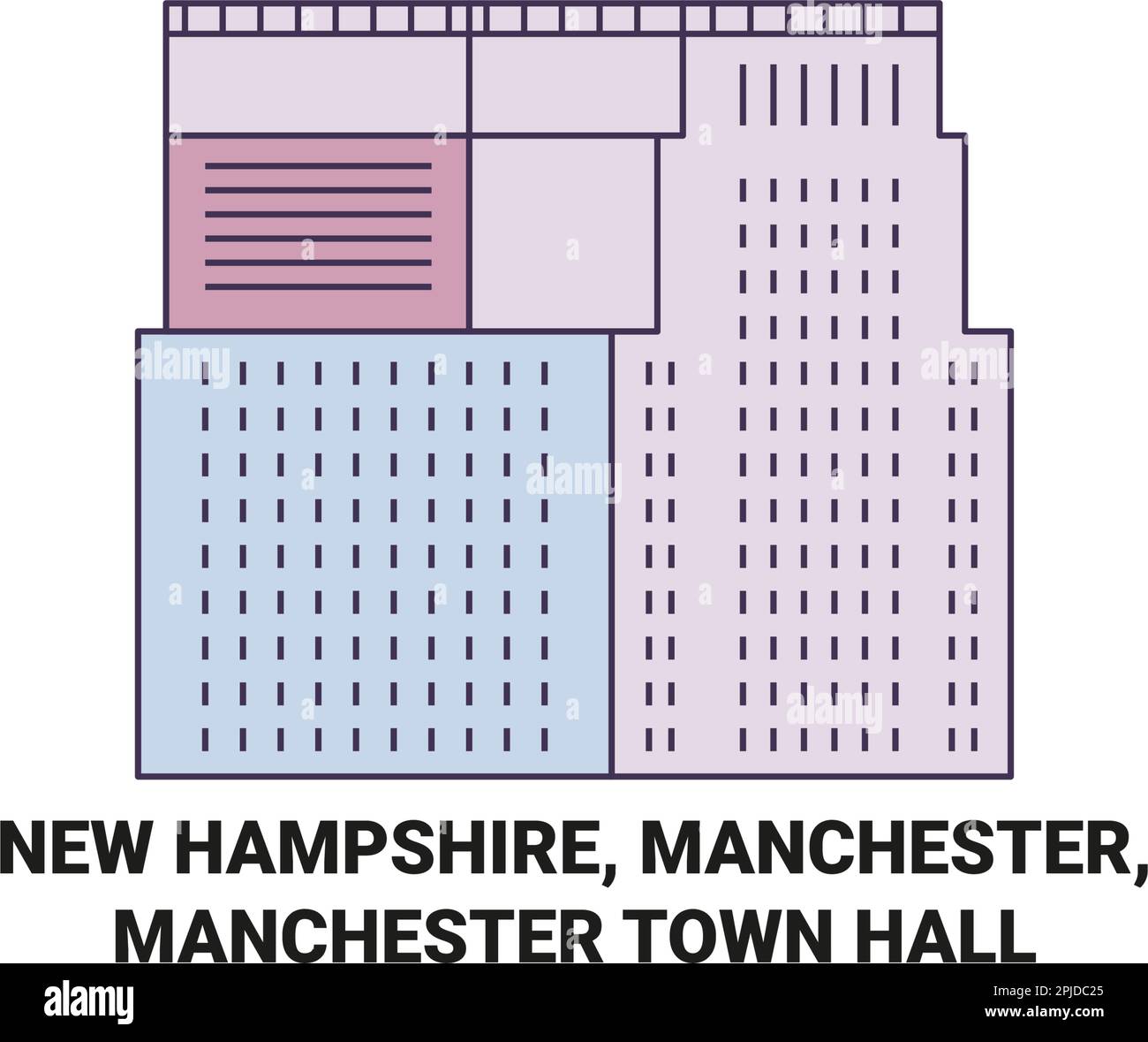 United States, New Hampshire, Manchester, Manchester Town Hall travel landmark vector illustration Stock Vector