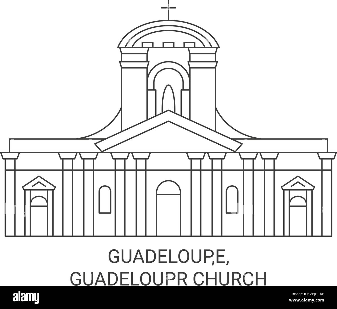 Guadeloup,E, Guadeloupr Church travel landmark vector illustration Stock Vector