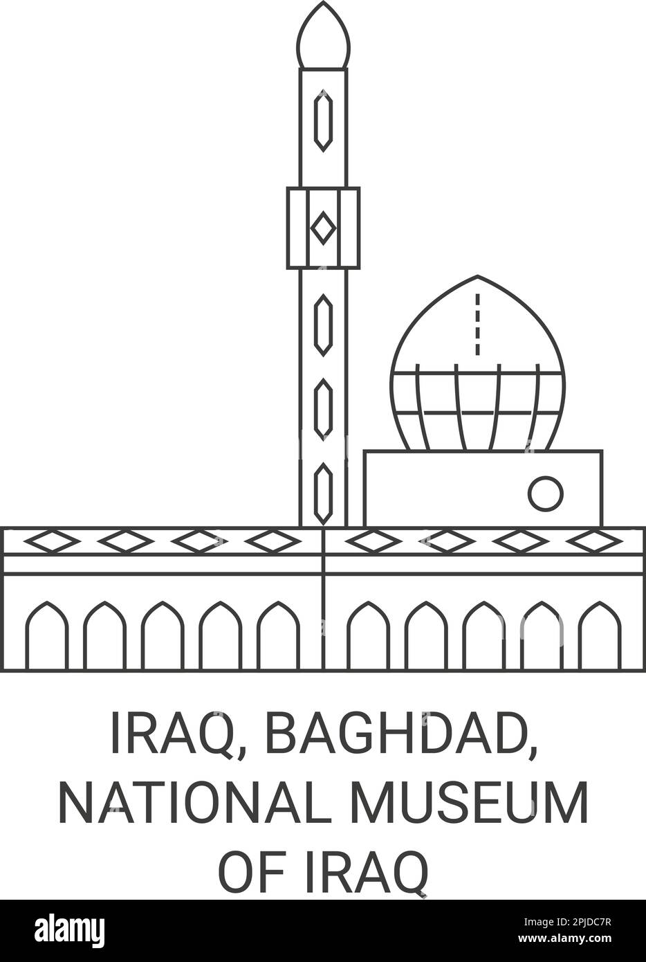 Iraq, Baghdad, National Museum Of Iraq travel landmark vector illustration Stock Vector