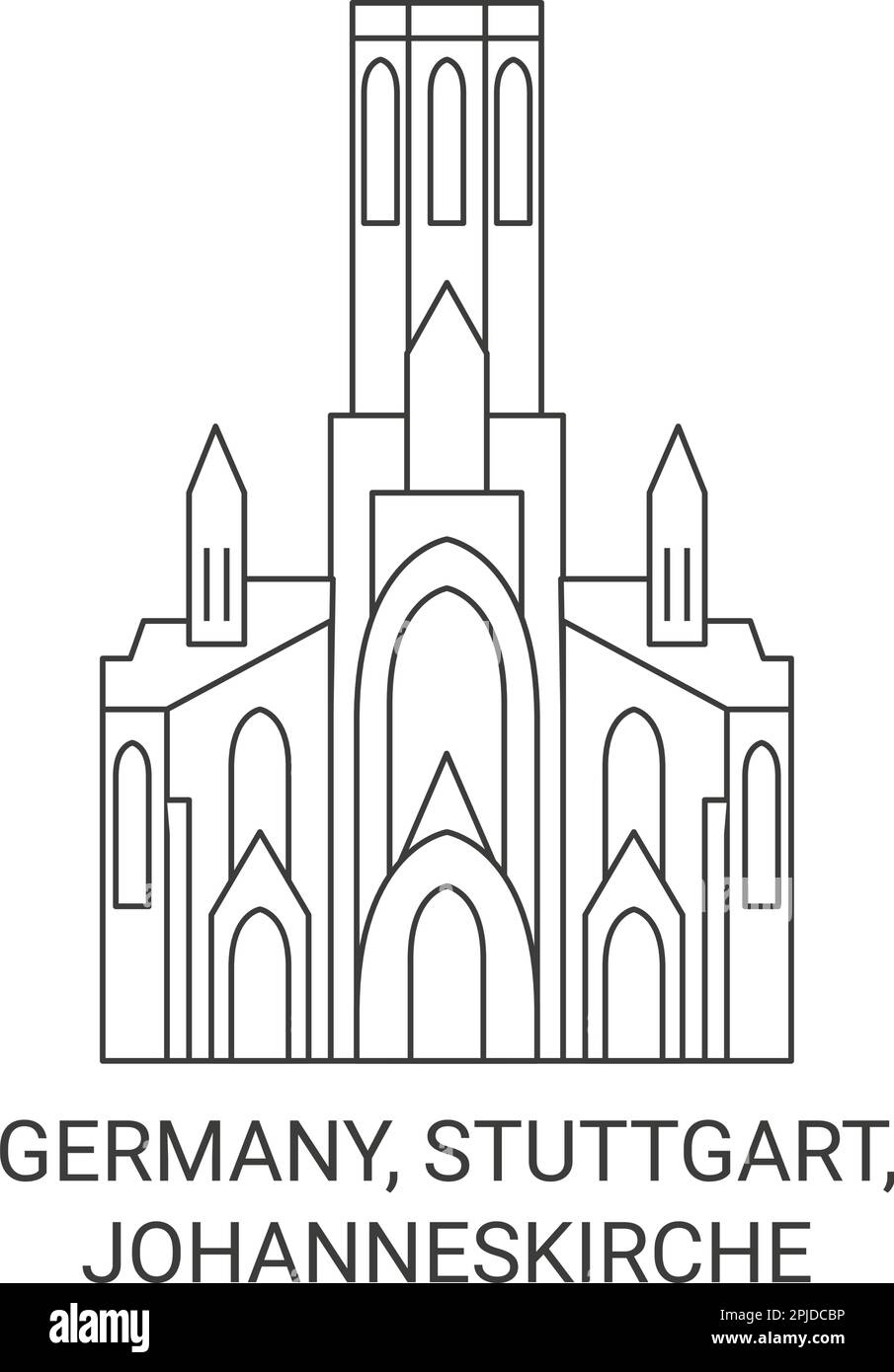 Germany, Stuttgart, Johanneskirche travel landmark vector illustration ...