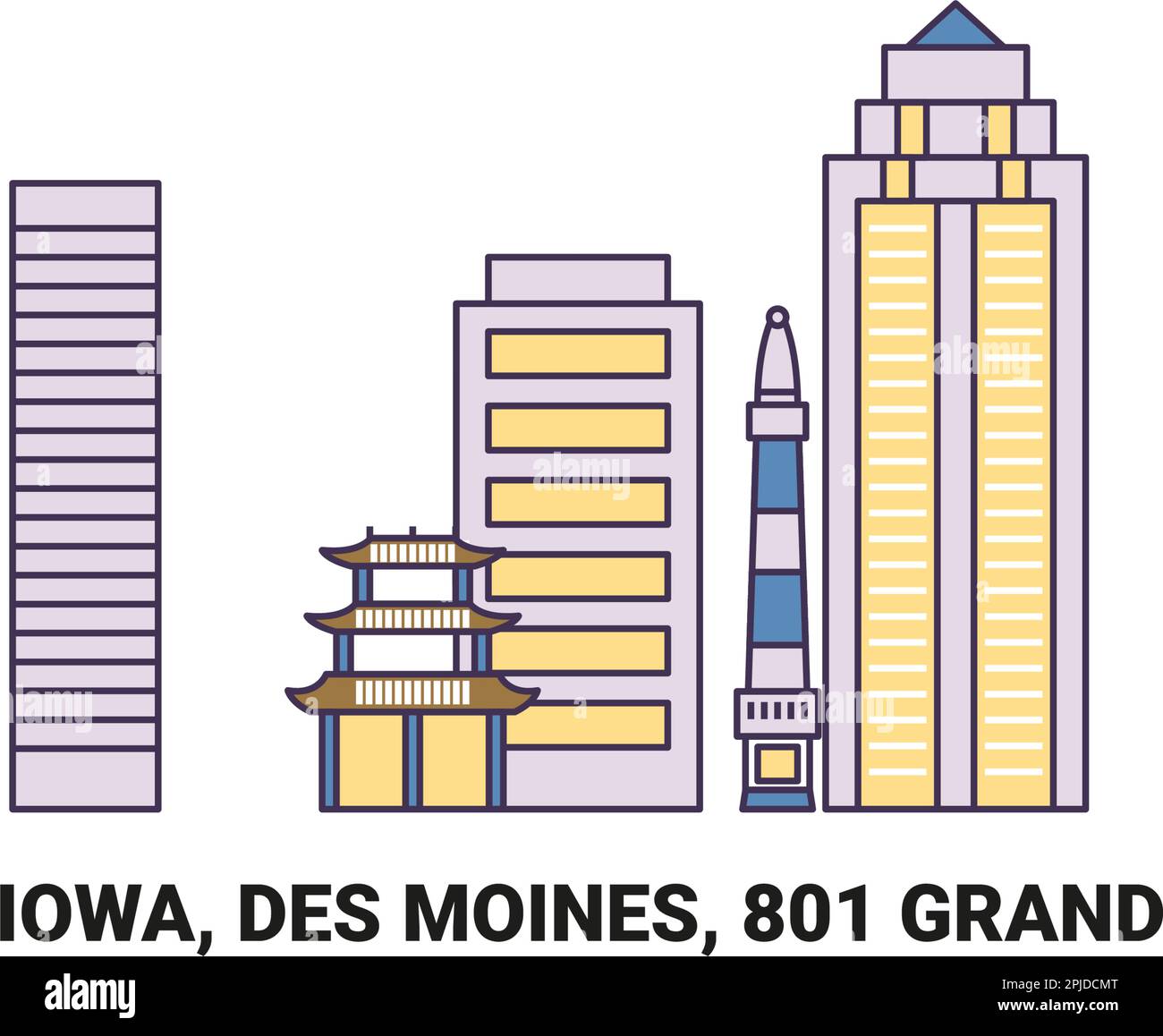 United States, Iowa, Des Moines, 80 Grand, travel landmark vector illustration Stock Vector