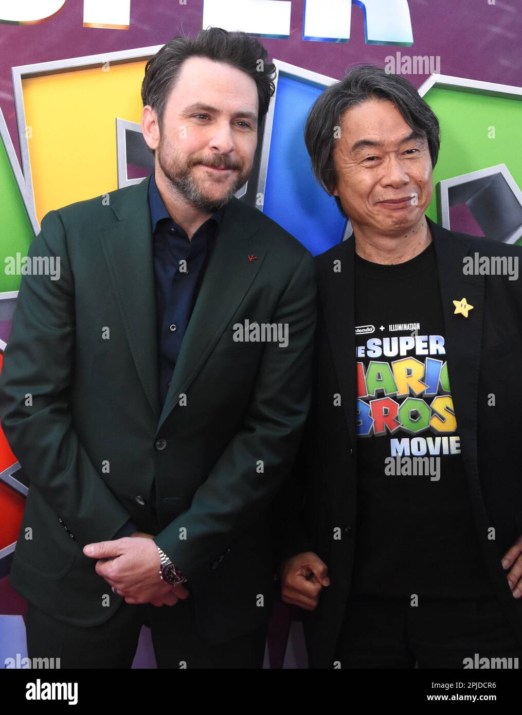 Photo: Shigeru Miyamoto and Charlie Day Attend The Super Mario Bros.  Movie Premiere in Los Angeles - LAP2023040150 