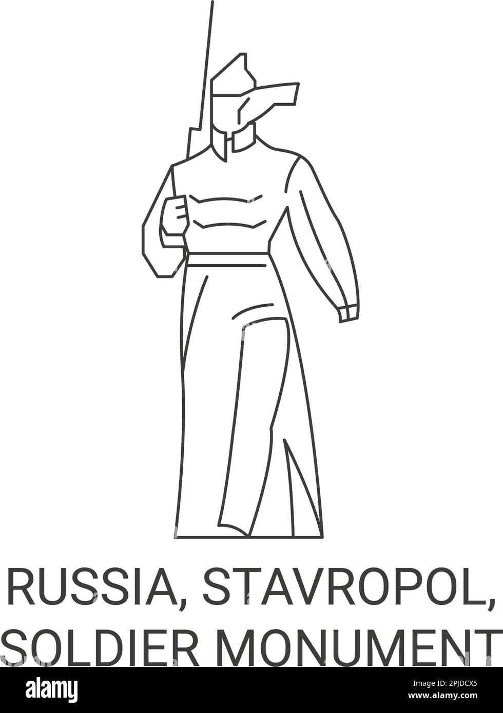 Russia, Stavropol, Soldier Monument travel landmark vector illustration Stock Vector