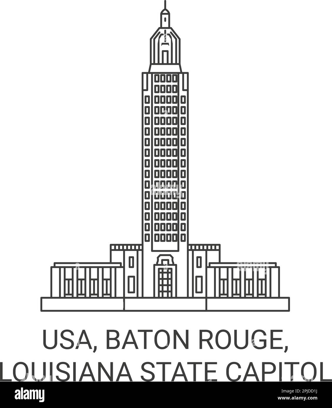 Usa, Baton Rouge, Louisiana State Capitol travel landmark vector illustration Stock Vector