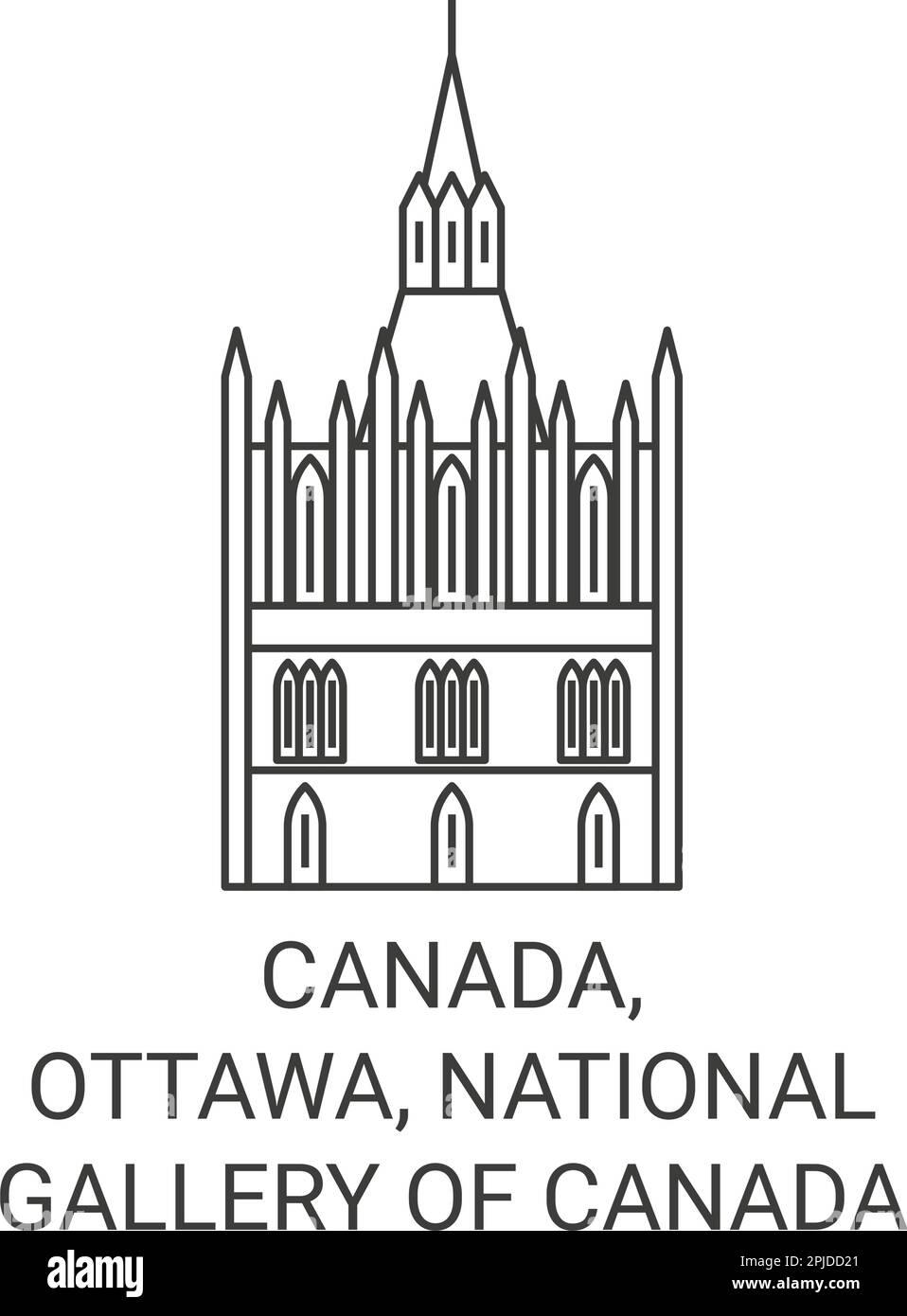 Canada, Ottawa, National Gallery Of Canada travel landmark vector illustration Stock Vector
