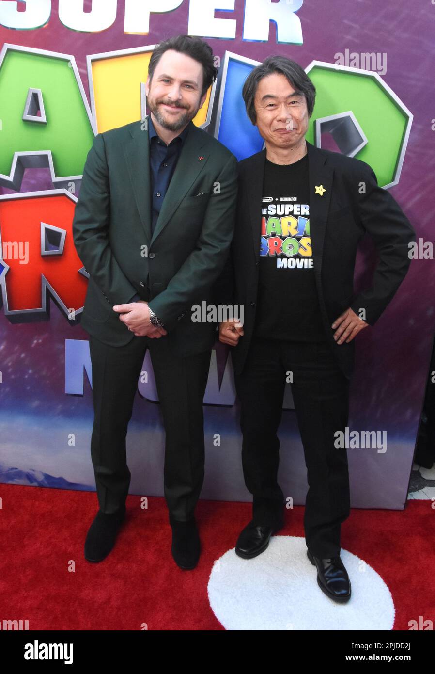 Los Angeles, California, USA 1st April 2023 Actor Chris Pratt and  Producer/CEO of Nintendo, Creator of Mario, Shigeru Miyamoto attend a  Special Screening of Universal Pictures' The Super Mario Bros at Regal