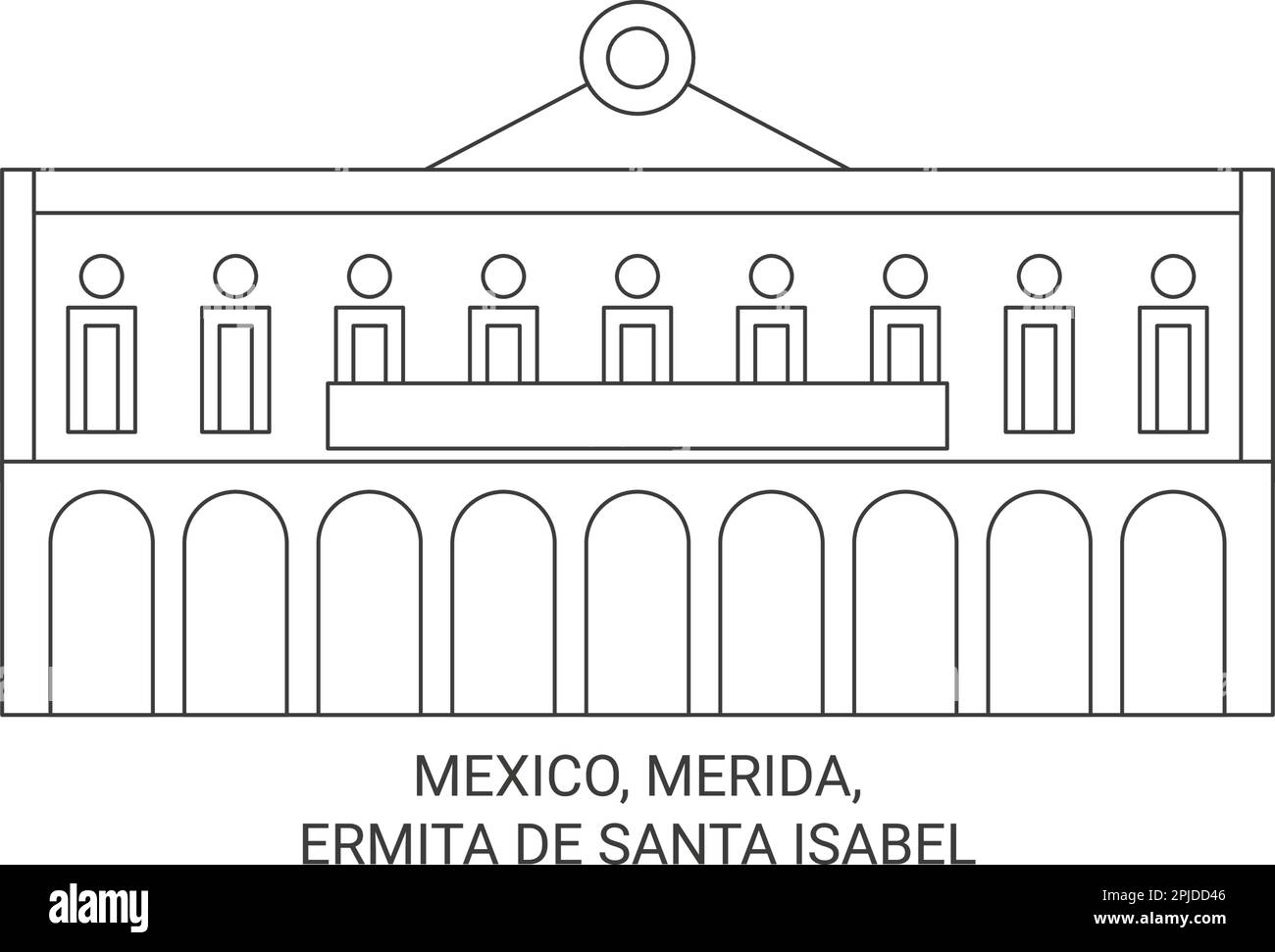 Mexico, Merida, Ermita De Santa Isabel travel landmark vector illustration Stock Vector