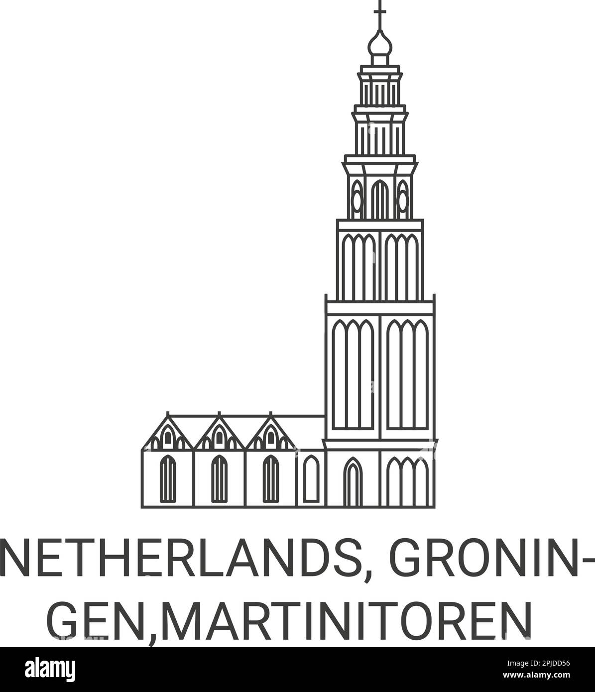Netherlands, Groningen, Martinitoren travel landmark vector