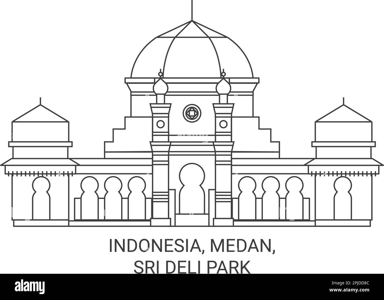 Indonesia, Medan, Sri Deli Park travel landmark vector illustration Stock Vector