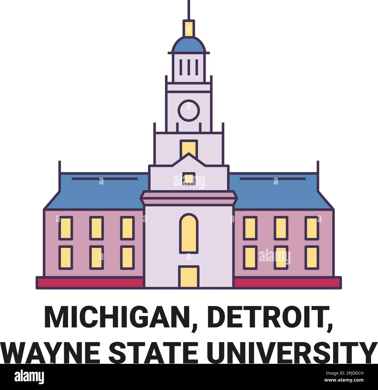 Saginaw Stock Vector Images Alamy - United States Michigan Detroit Wayne State University Travel Landmark Vector Illustration 2PJDDCH 