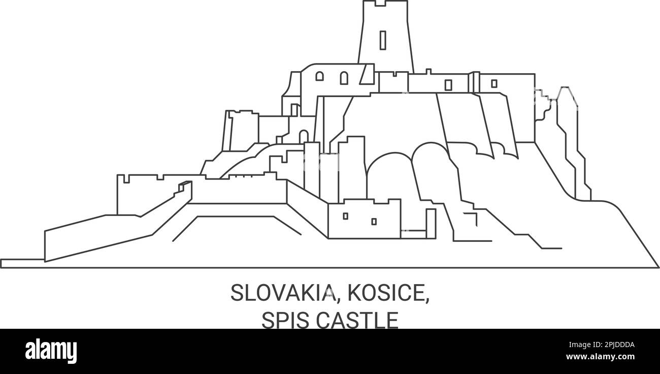 Slovakia, Kosice, Spis Castle travel landmark vector illustration Stock ...