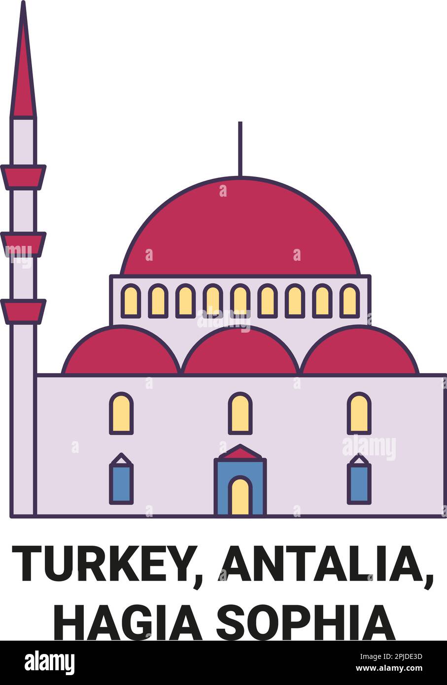 Turkey, Antalia, Hagia Sophia travel landmark vector illustration Stock Vector