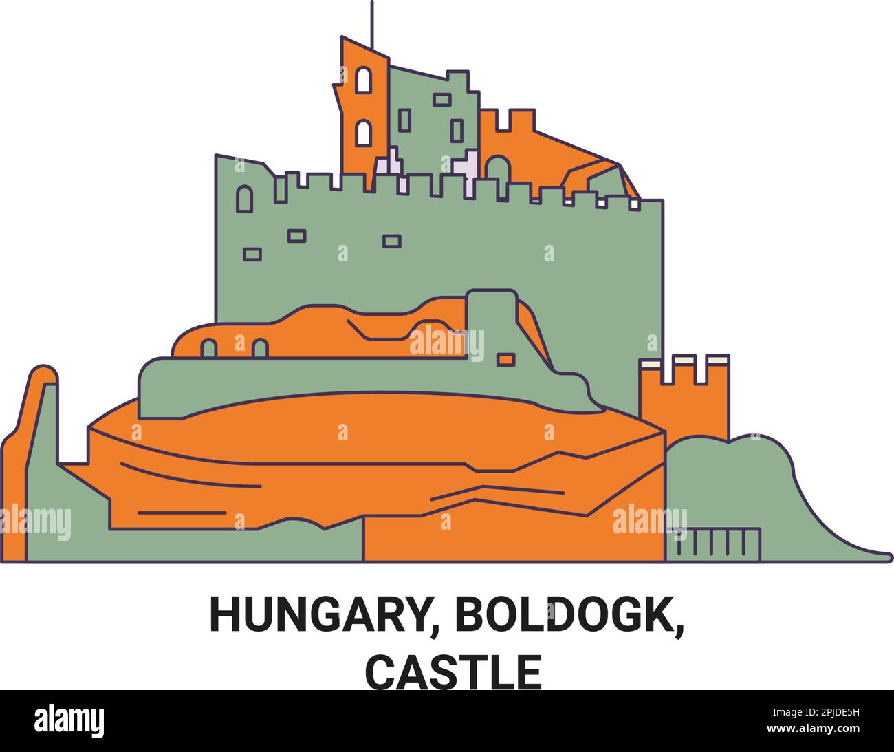 Hungary, Boldogk, Castle travel landmark vector illustration Stock ...