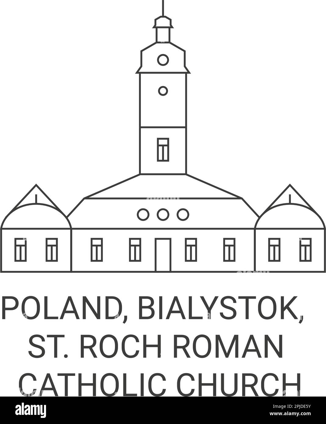 Poland, Bialystok, St. Roch Roman Catholic Church travel landmark vector illustration Stock Vector
