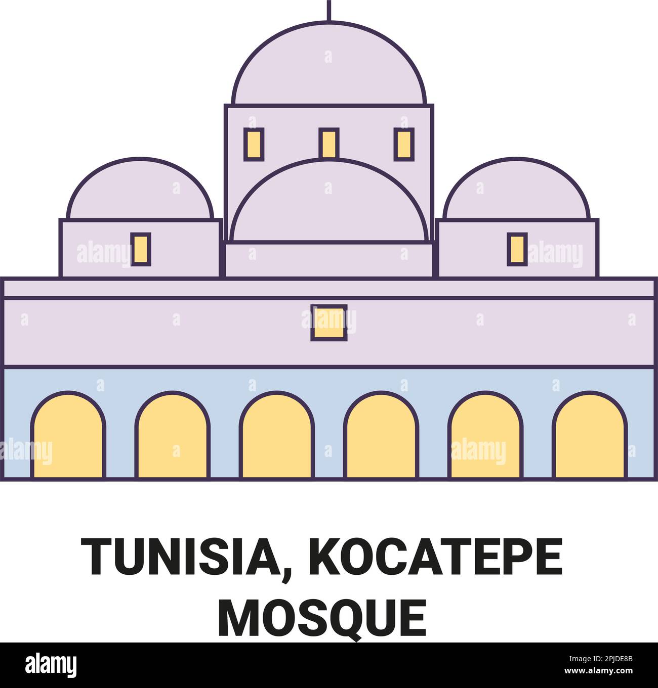 Tunisia, Kocatepe Mosque, travel landmark vector illustration Stock Vector