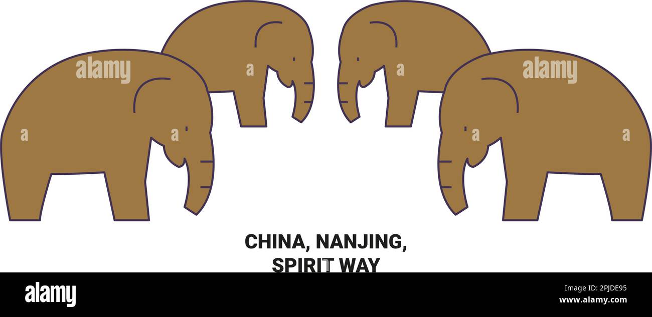 China, Nanjing, Spirit Way travel landmark vector illustration Stock Vector