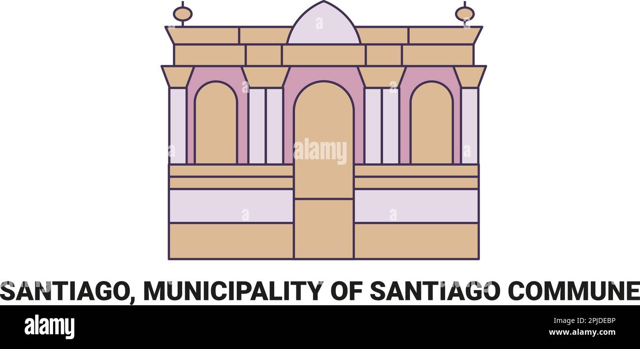 Chile, Santiago, Municipality Of Santiago Commune, travel landmark vector illustration Stock Vector