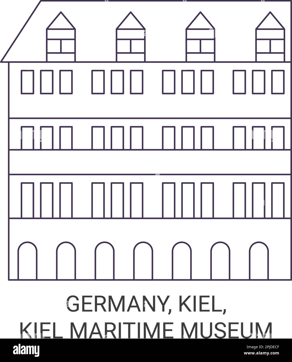 Germany, Kiel, Kiel Maritime Museum travel landmark vector illustration 
