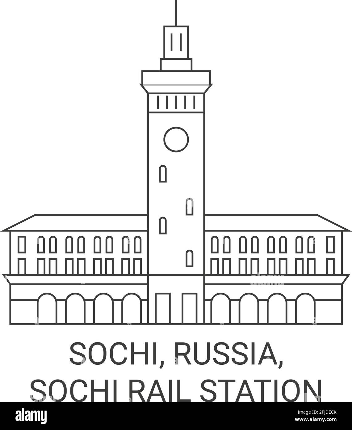 Russia, Sochi, Sochi Rail Station travel landmark vector illustration Stock Vector