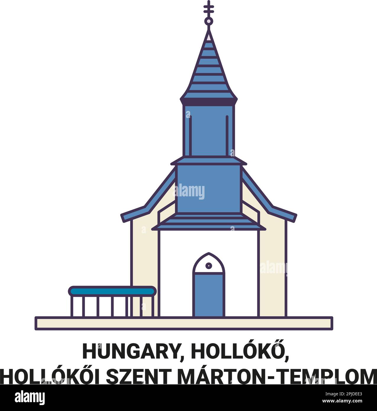 Hungary, Holloko, Hollokoi Szent Martontemplom travel landmark vector illustration Stock Vector