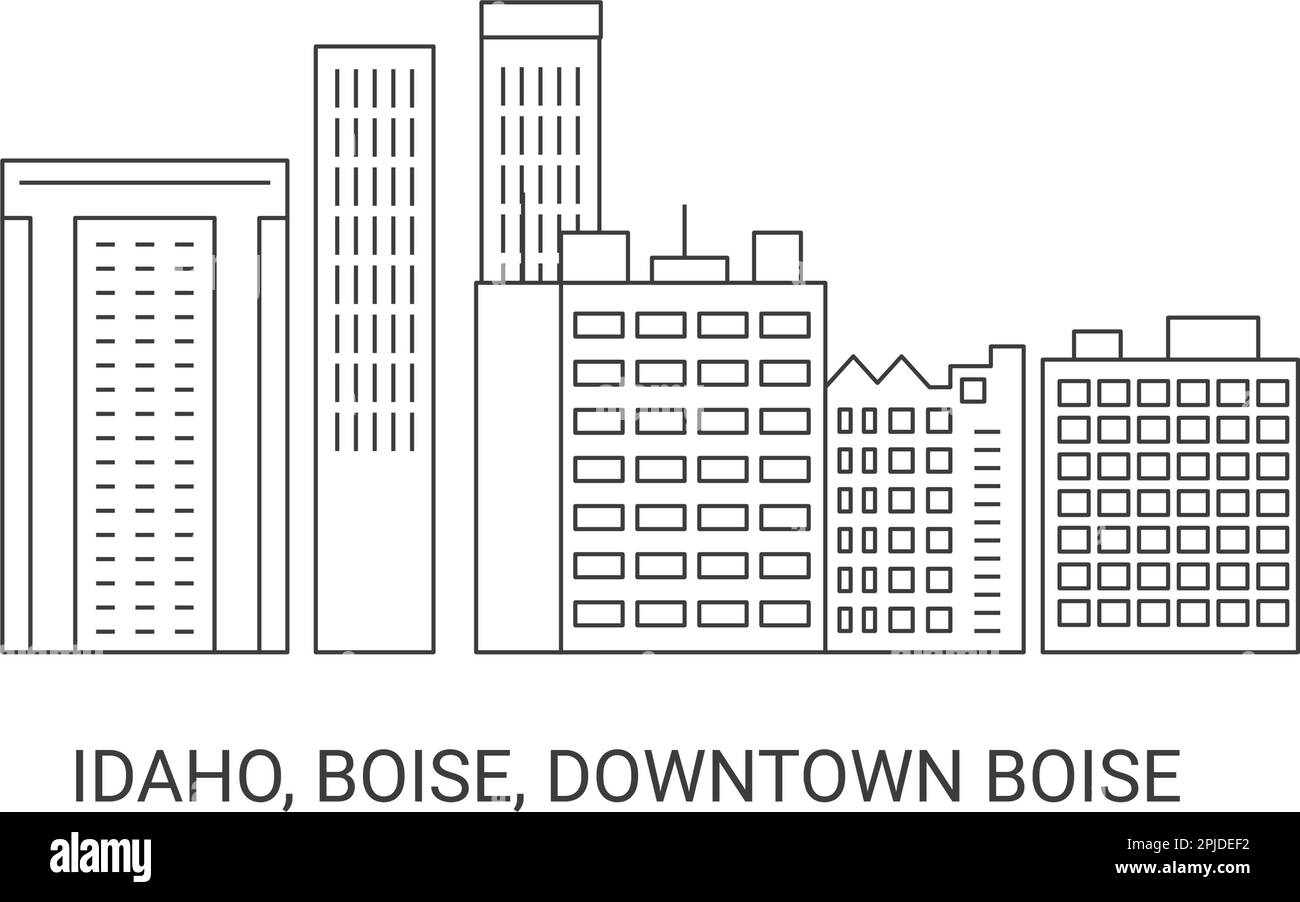 United States. Idaho, Boise, Downtown Boise, travel landmark vector illustration Stock Vector