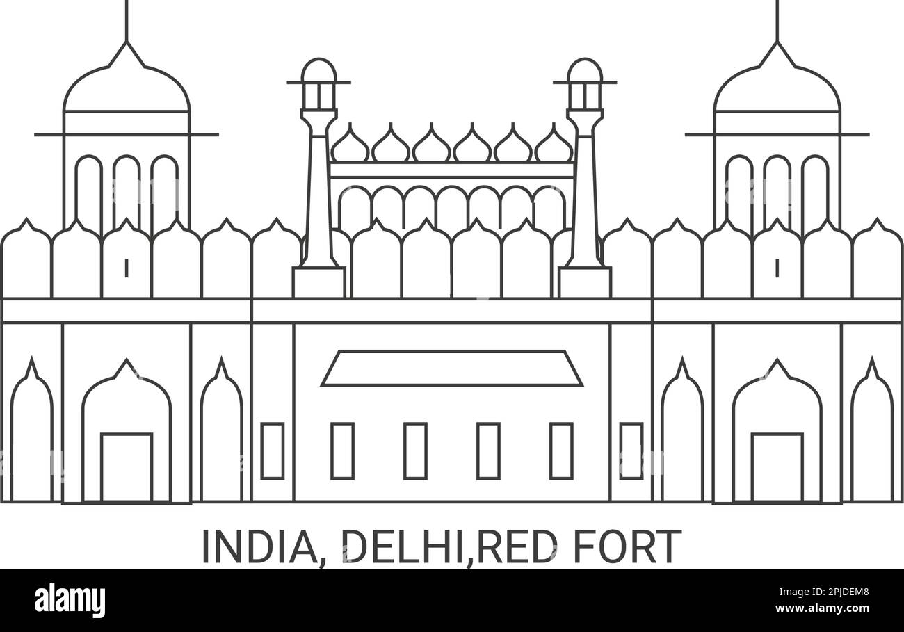 Red Fort, Delhi, India. Freehand Sketch Drawing of Historic Building. Stock  Vector - Illustration of castle, freehand: 187307063