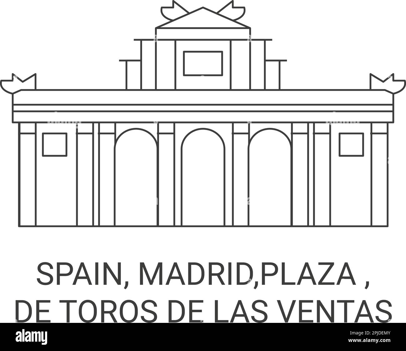 Spain, Madrid, Plaza De Toros De Las Ventas travel landmark vector illustration Stock Vector
