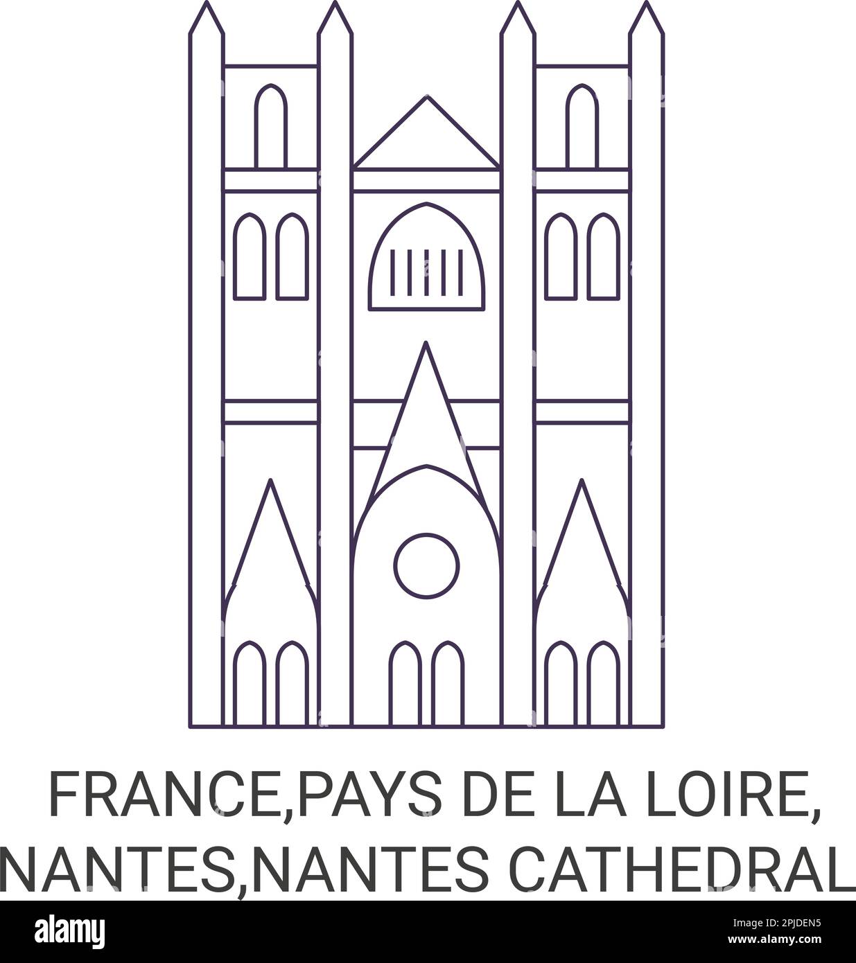 France,Pays De La Loire, Nantes,Nantes Cathedral travel landmark vector illustration Stock Vector