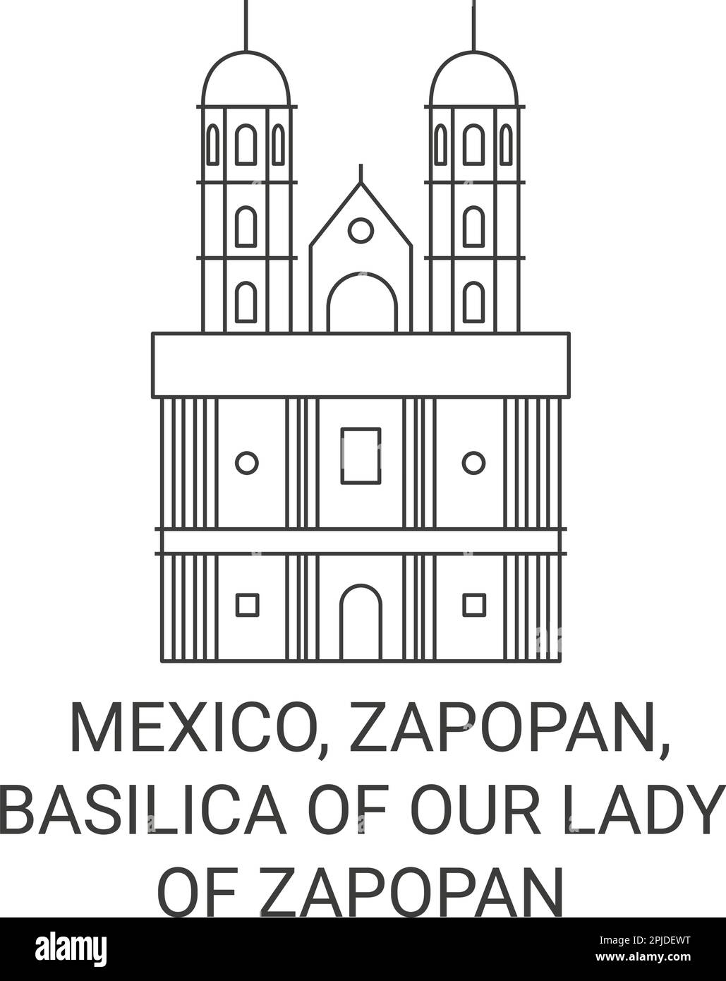Mexico, Zapopan, Basilica Of Our Lady Of Zapopan travel landmark vector