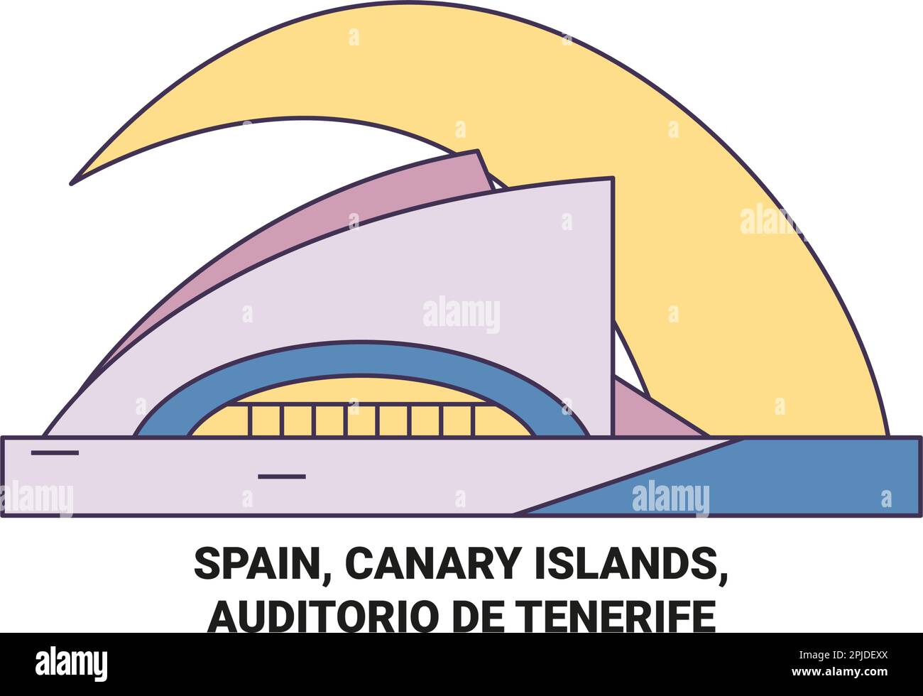 Spain, Canary Islands, Auditorio De Tenerife travel landmark vector illustration Stock Vector