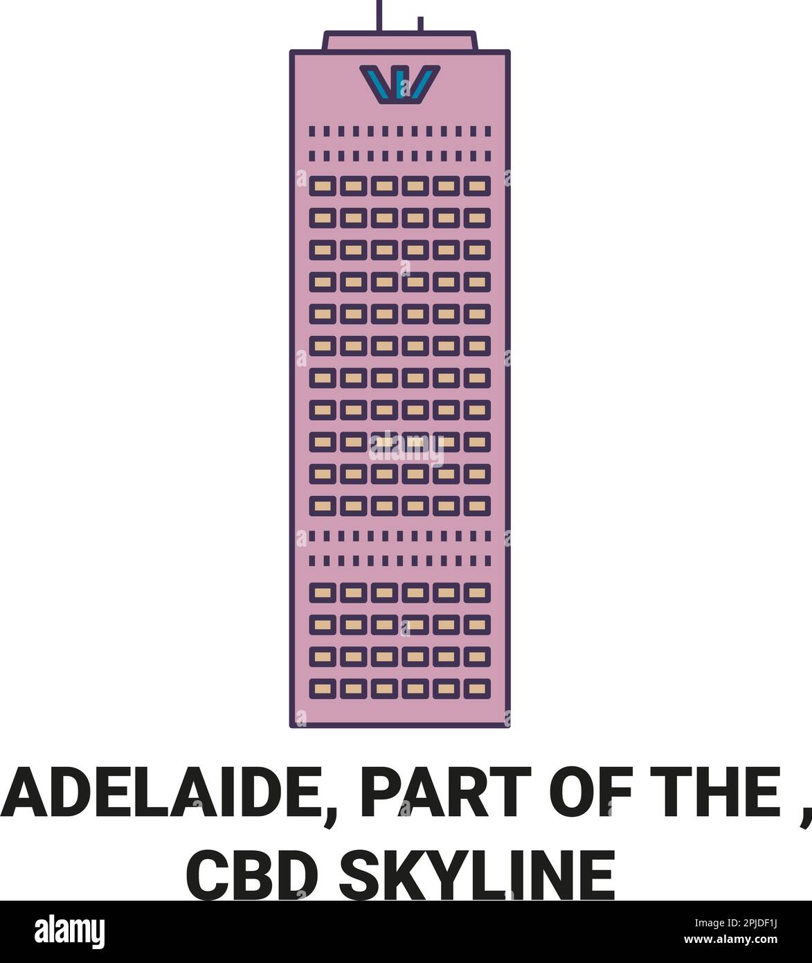 Australia, Adelaide, Part Of The , Cbd Skyline travel landmark vector illustration Stock Vector