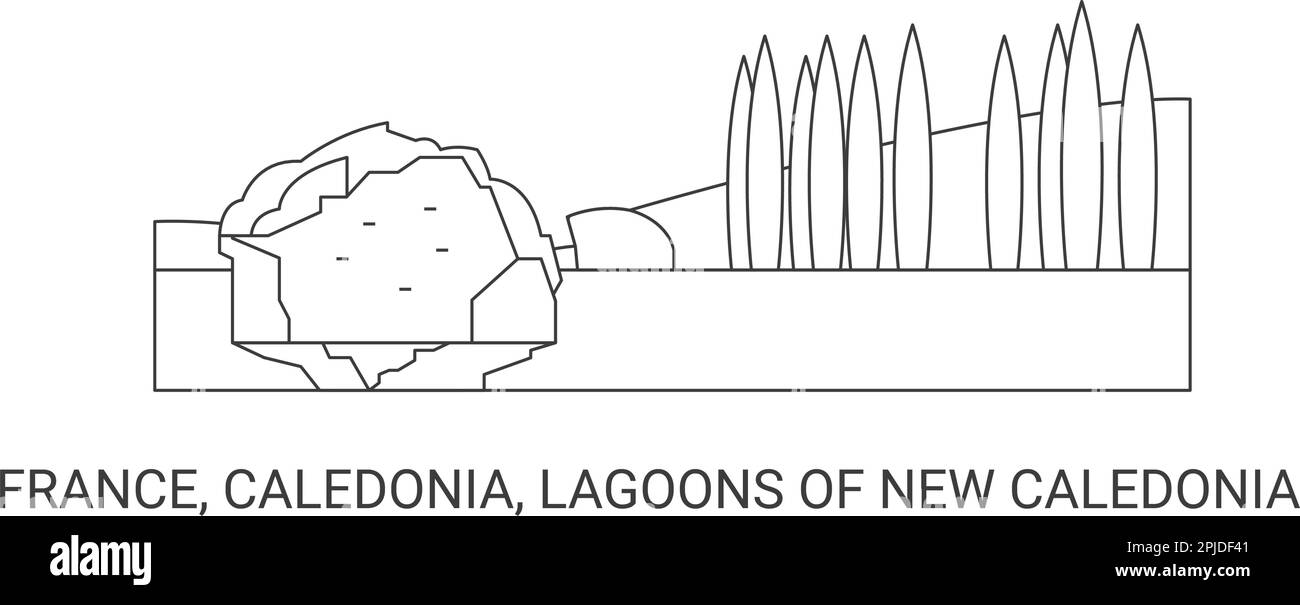 France, Caledonia, Lagoons travel landmark vector illustration Stock