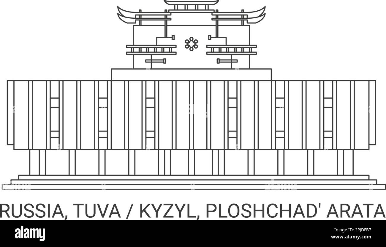Russia, Tuva Kyzyl, Ploshchad' Arata, travel landmark vector illustration Stock Vector