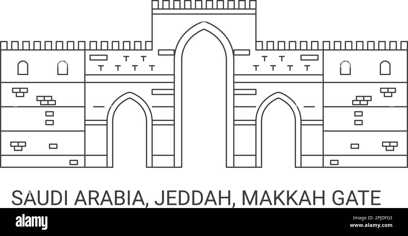 Saudi Arabia, Jeddah, Makkah Gate, travel landmark vector illustration