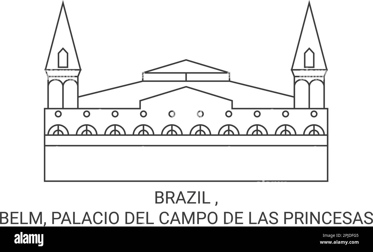 Brazil , Belm, Palacio Del Campo De Las Princesas travel landmark vector illustration Stock Vector