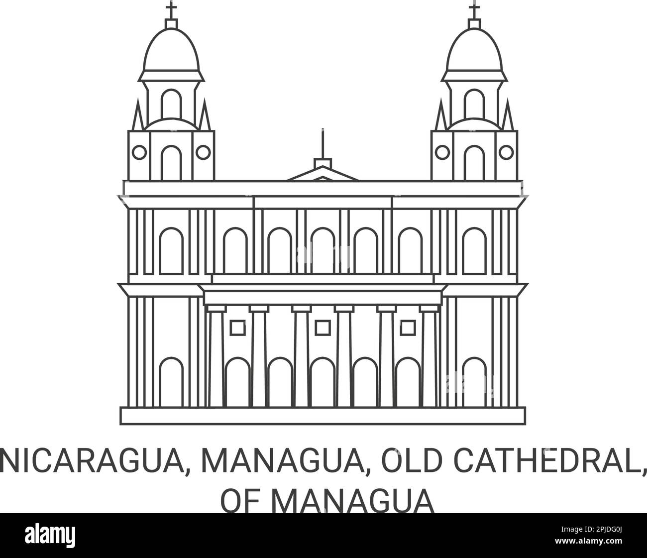 Nicaragua, Managua, Old Cathedral, Of Managua travel landmark vector