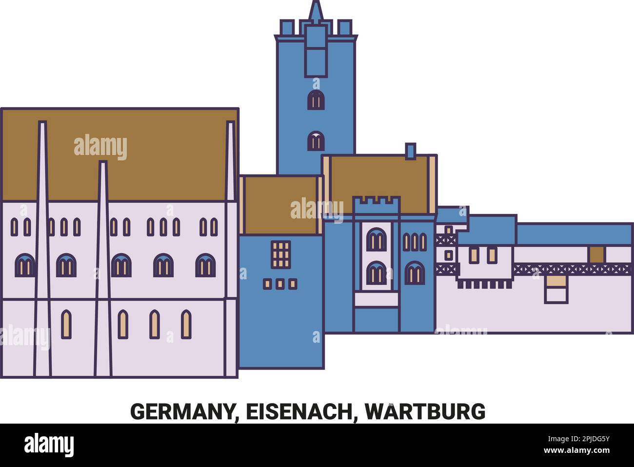 Germany, Eisenach, Wartburg travel landmark vector illustration Stock