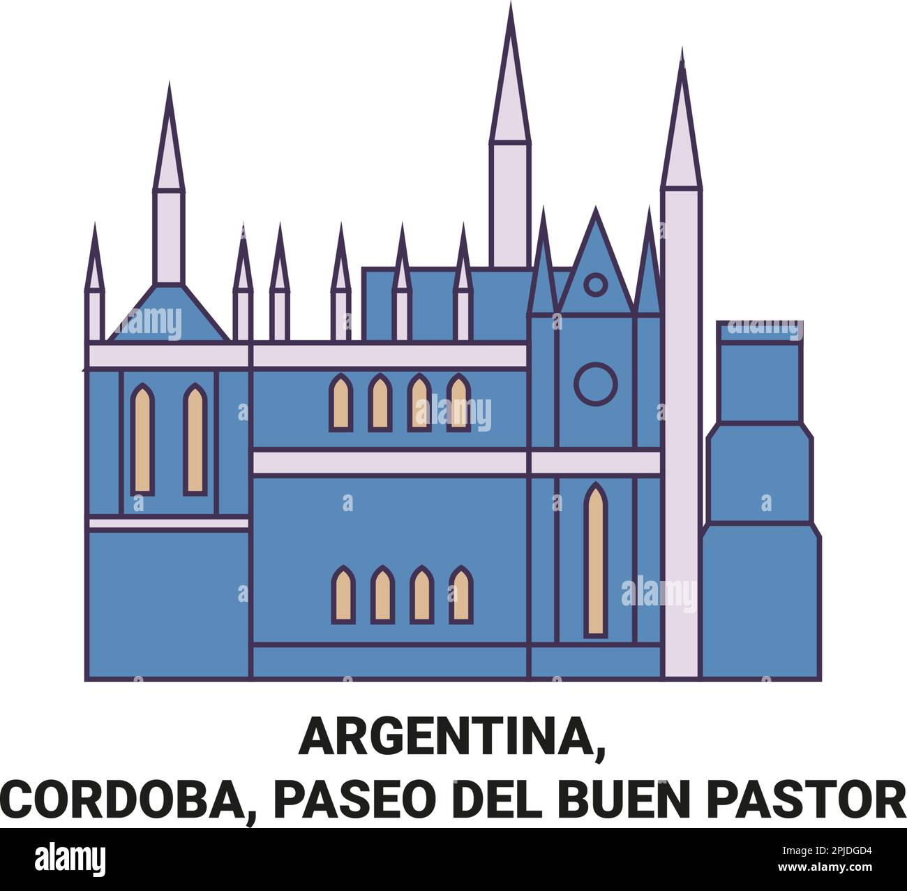 Argentina, Cordoba, Paseo Del Buen Pastor travel landmark vector illustration Stock Vector