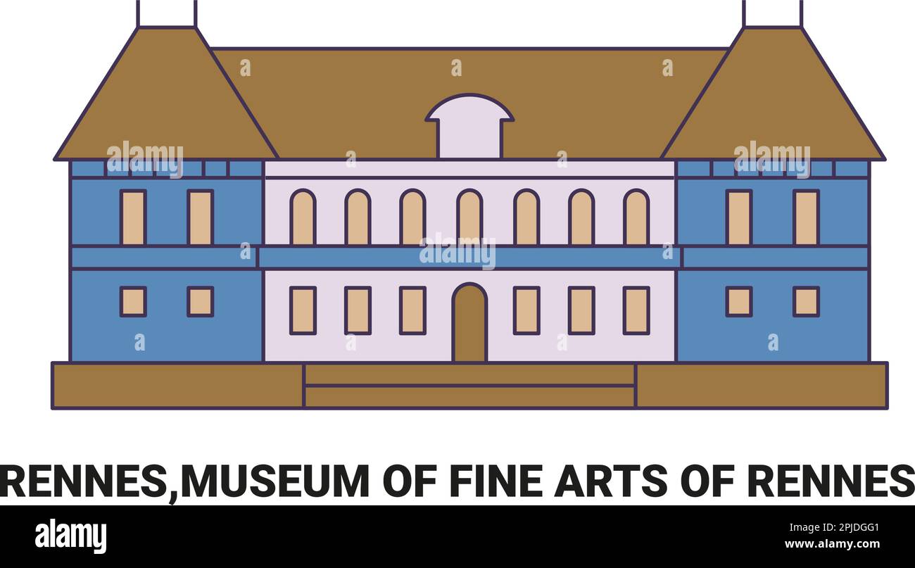 France, Rennes,Museum Of Fine Arts Of Rennes, travel landmark vector illustration Stock Vector