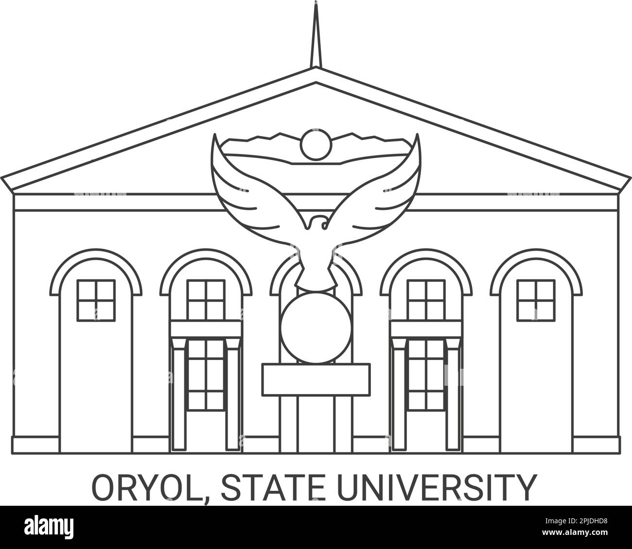 Russia, Oryol, State University travel landmark vector illustration Stock Vector
